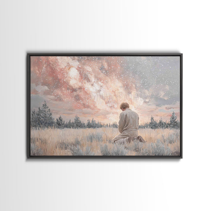 Heavens In Quiet – Framed Canvas Print – Christian Wall Art – Christian Art Canvas – Modern Christian Art – Christian Gift – Jesus Painting