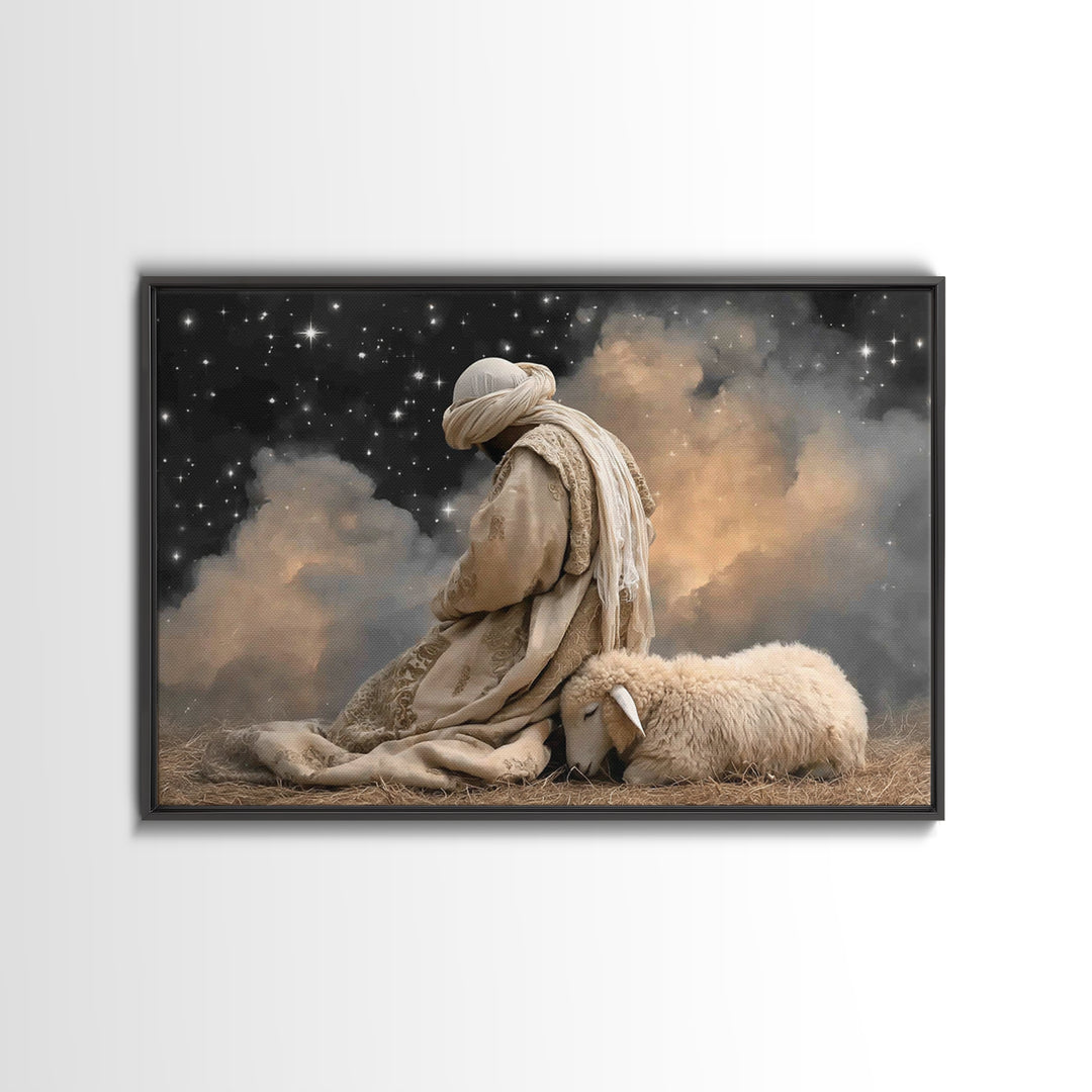 Desert Night Hope – Framed Canvas Print – Christian Wall Art – Christian Art Canvas – Christian Painting – Unique Christian Art – Christian