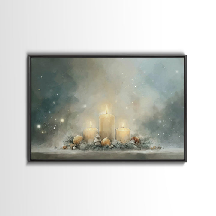 The Guiding Candle | Framed Canvas Print | Christian Wall Art | Christmas Art Prints | Christian Christmas Art | Christian Decor | Modern C