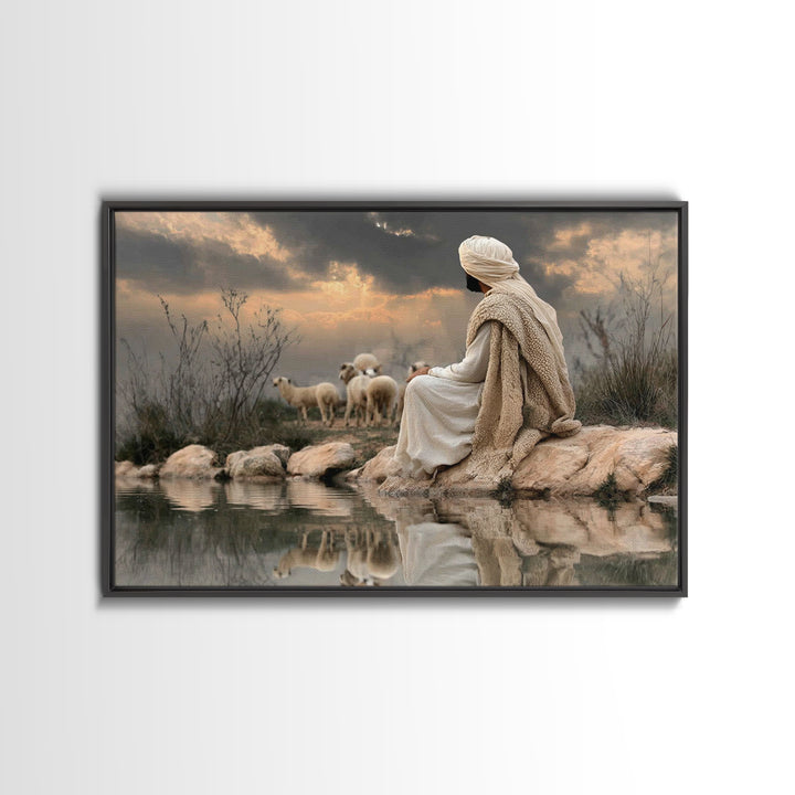 Still Waters Light – Framed Canvas Print – Christian Art Canvas – Christian Wall Art – Christian Painting – Modern Christian Art – Christia
