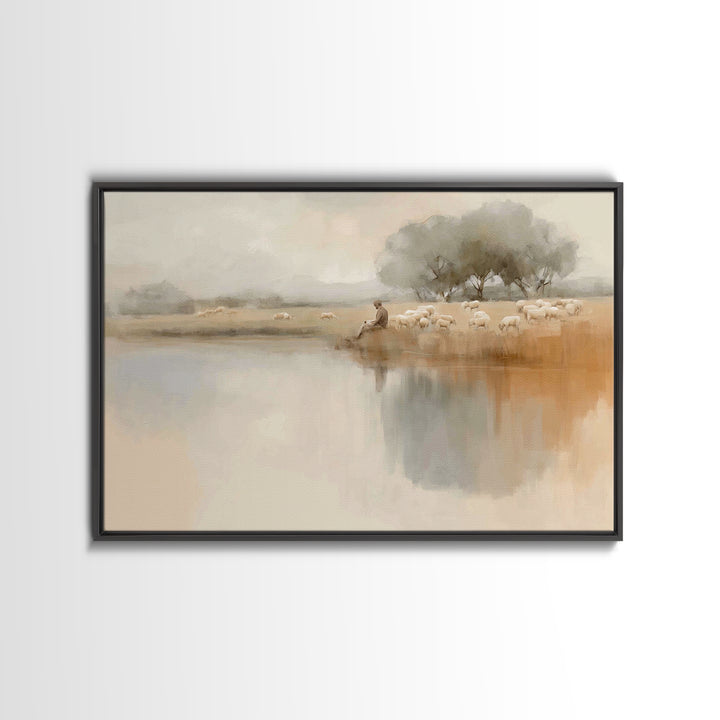 Still Waters Calling, Framed Canvas Print, Christian Wall Art, Christian Art Canvas, Christian Christmas Art, Modern Christian Art, Jesus P