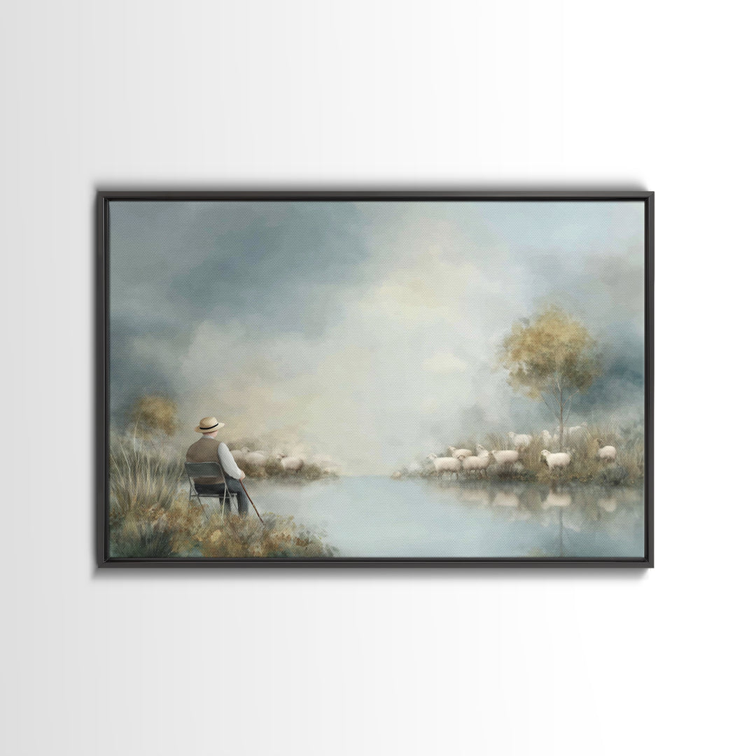 Quiet Meadow Watch – Framed Canvas Print – Christian Art Canvas – Christian Wall Art – Christian Gift Ideas – Christmas Art – Jesus Paintin