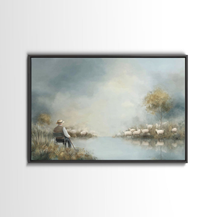 Quiet Meadow Watch – Framed Canvas Print – Christian Art Canvas – Christian Wall Art – Christian Gift Ideas – Christmas Art – Jesus Paintin