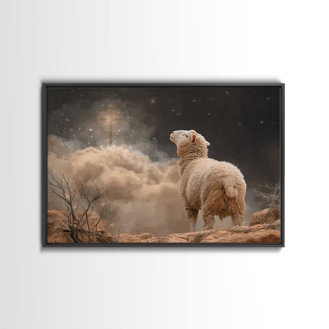 Faithful Pasture Light | Framed Canvas Print | Jesus Painting | Christian Wall Art | Christian Gift Ideas | Christian Art Canvas | Christma
