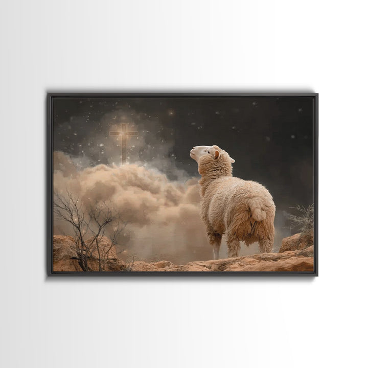 Faithful Pasture Light | Framed Canvas Print | Jesus Painting | Christian Wall Art | Christian Gift Ideas | Christian Art Canvas | Christma