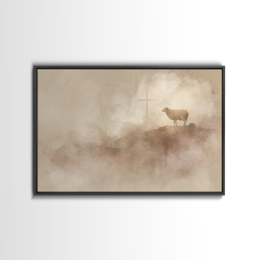 Lone Hill Faith | Framed Canvas Print | Christian Art Canvas | Christian Wall Art | Christian Christmas Art | Subtle Christian Art | Christ