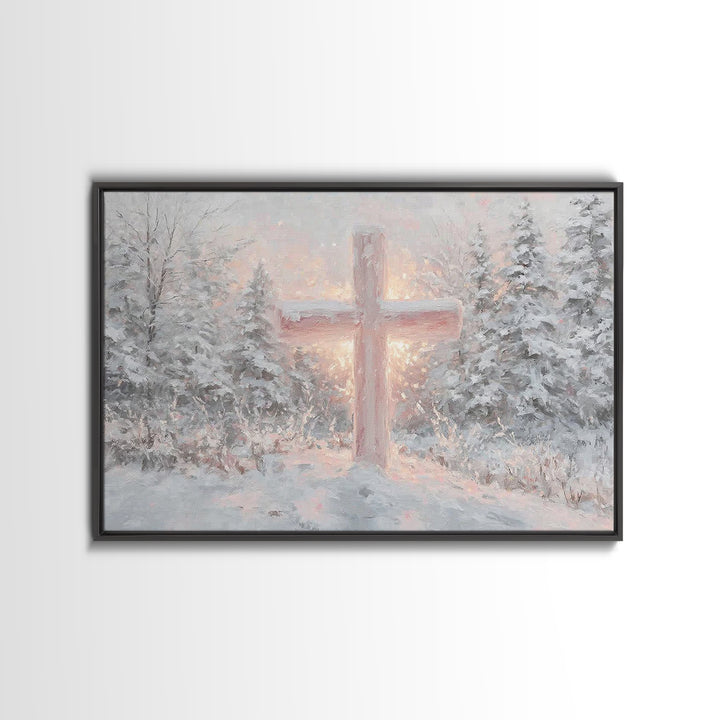 Snowlit Savior Light, Framed Canvas Print, Christian Art Canvas, Christian Christmas Art, Christian Wall Art, Christian Gift Ideas, Modern