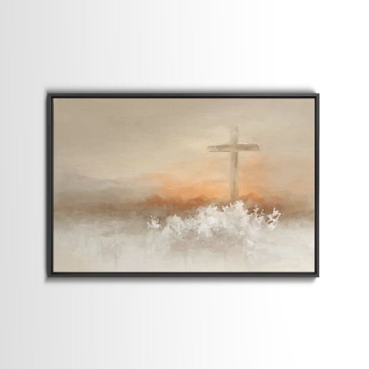 Frosted Morning Cross, Framed Canvas Print, Christian Art Canvas, Christian Wall Art, Christian Christmas Art, Subtle Christian Art, Christ