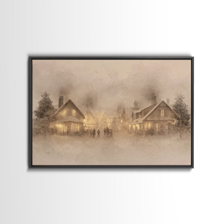 Village Noel Peace | Framed Canvas Print | Christmas Wall Art | Framed Christmas Art | Christian Christmas Art | Christmas Art Prints | Chr