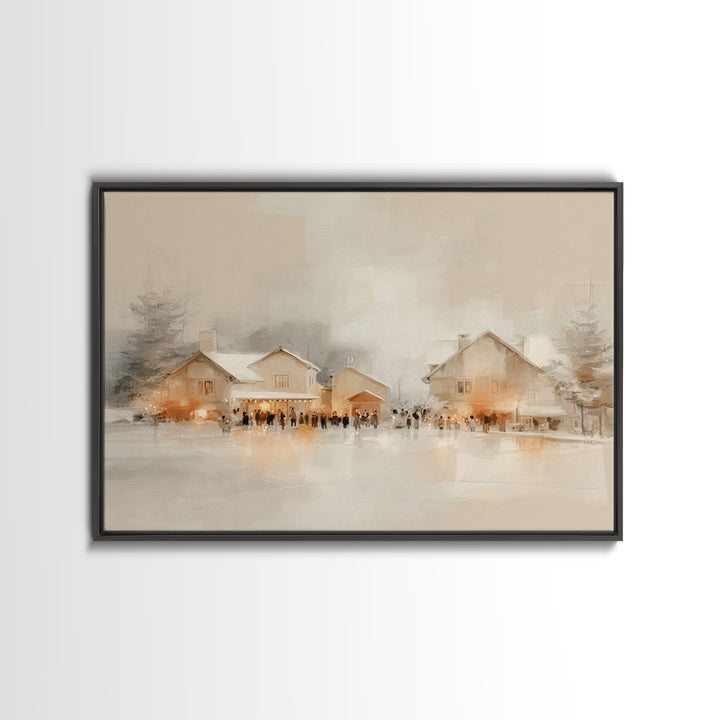 Festive Hearth Lane, Framed Canvas Print, Christmas Wall Art, Framed Christmas Art, Christian Christmas Art, Christmas Art Prints, Christia
