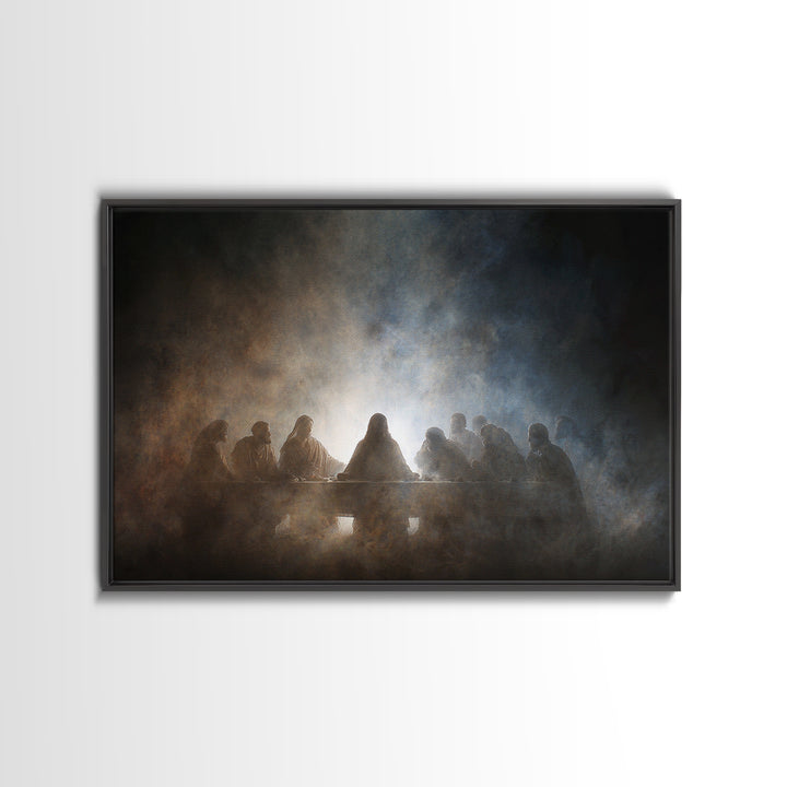 Heavenly Supper Light – Framed Canvas Print – Christian Wall Art – Jesus Painting – Christian Art Canvas – Christian Christmas Art