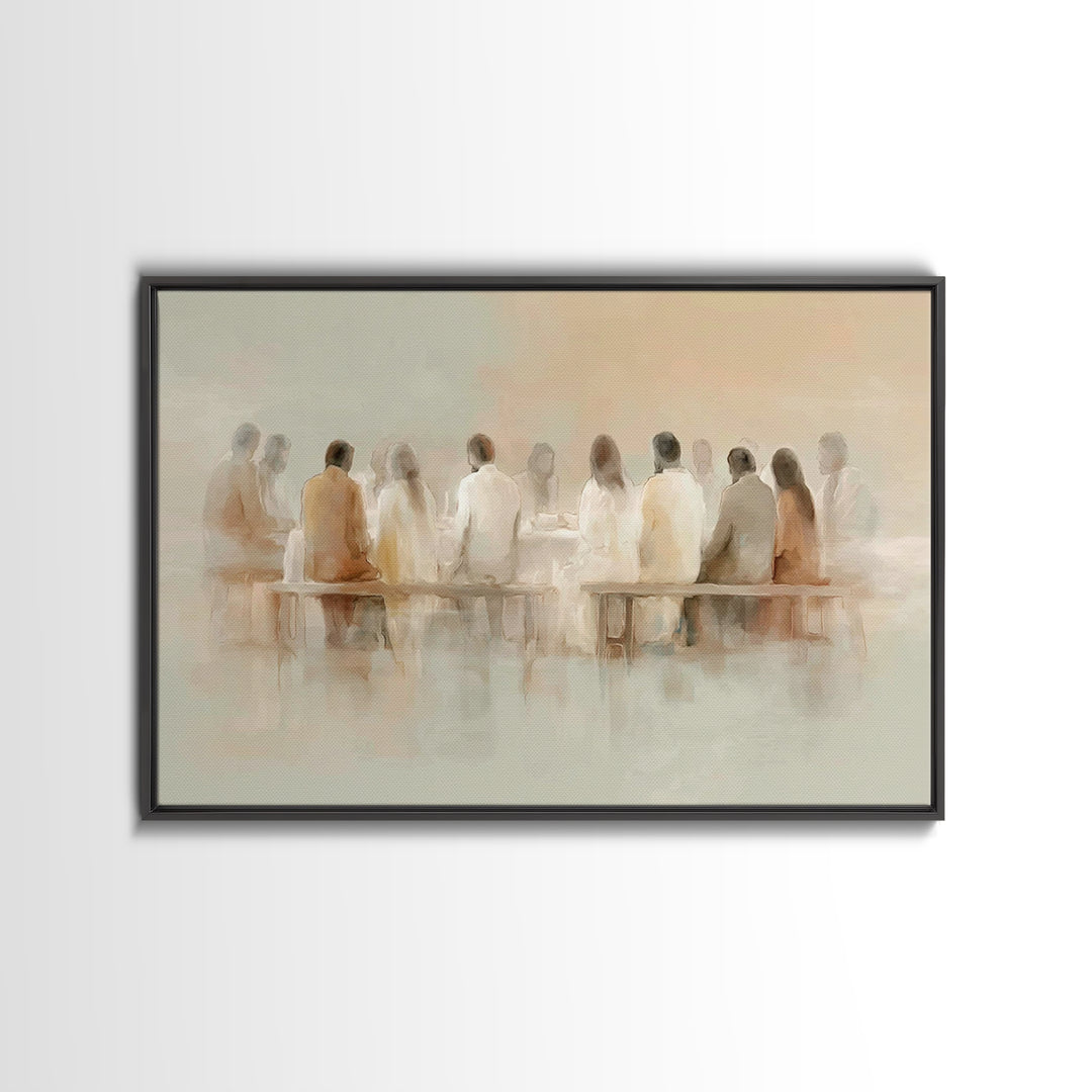Holy Evening Communion, Framed Canvas Print, Christian Wall Art, Christian Art Canvas, Subtle Christian Art, Jesus Painting, Christian Chri
