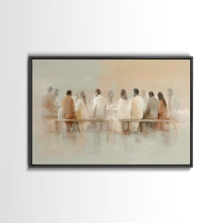 Holy Evening Communion, Framed Canvas Print, Christian Wall Art, Christian Art Canvas, Subtle Christian Art, Jesus Painting, Christian Chri