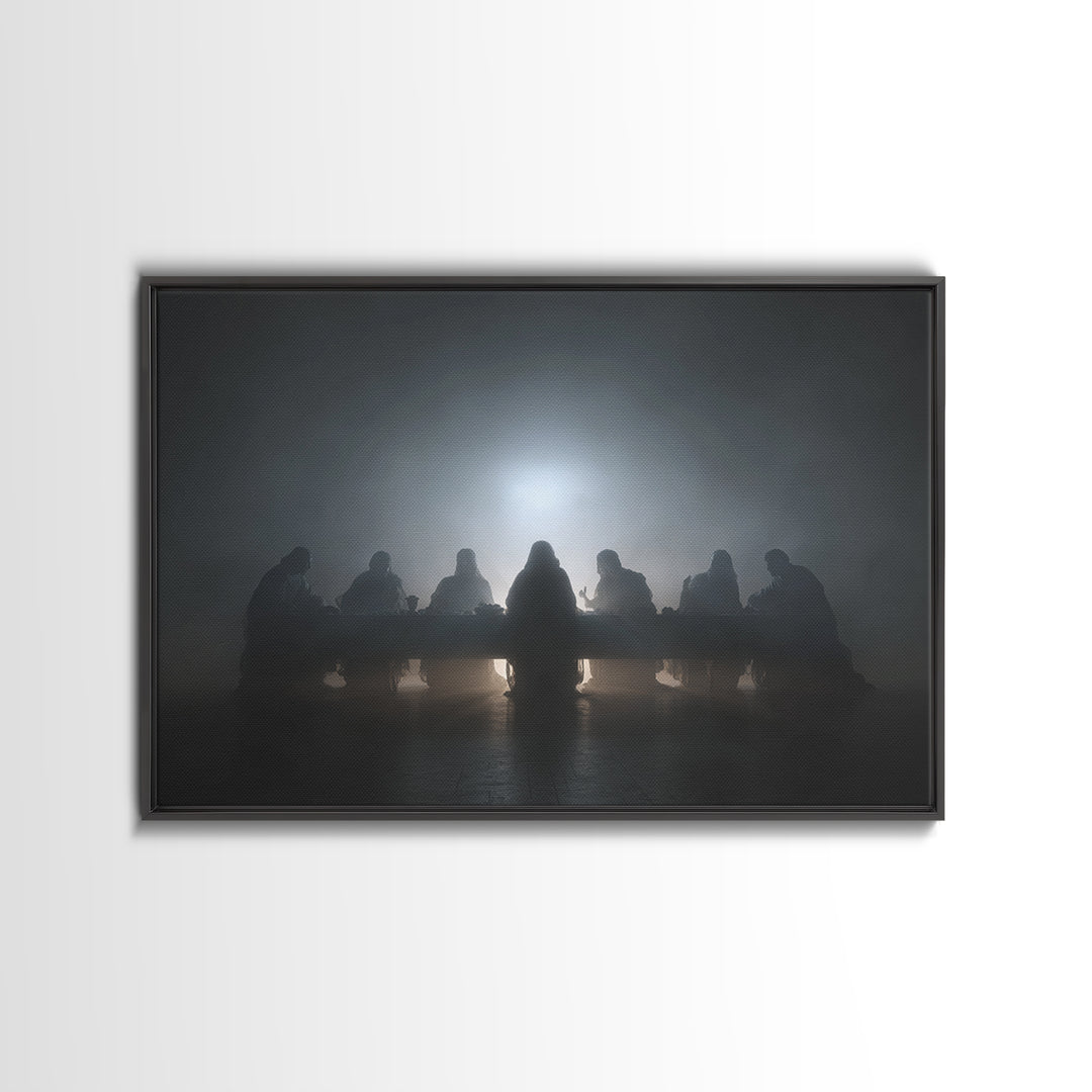 Clouded Supper Reverence – Framed Canvas Print – Christian Wall Art – Abstract Christian Art – Jesus Painting – Christian Art Canvas – Chri