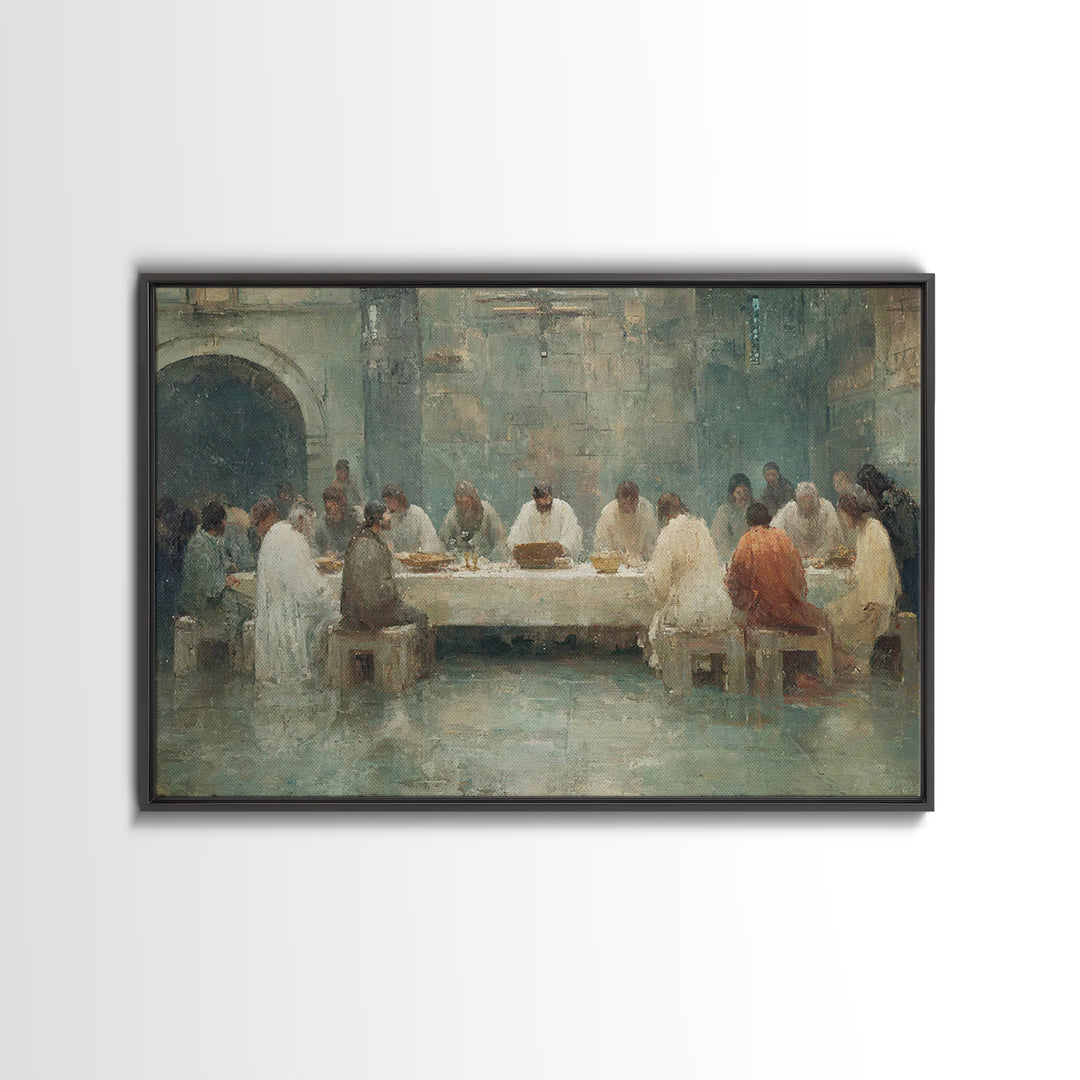 Starlit Holy Banquet | Framed Canvas Print | Christian Wall Art | Christian Art Canvas | Jesus Painting | Modern Christian Art | Christmas