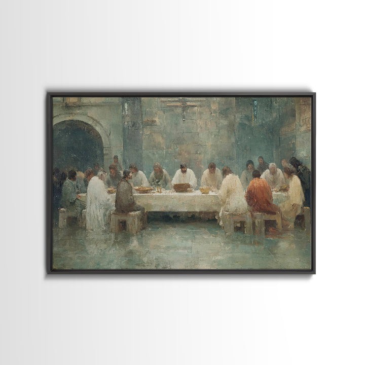 Starlit Holy Banquet | Framed Canvas Print | Christian Wall Art | Christian Art Canvas | Jesus Painting | Modern Christian Art | Christmas