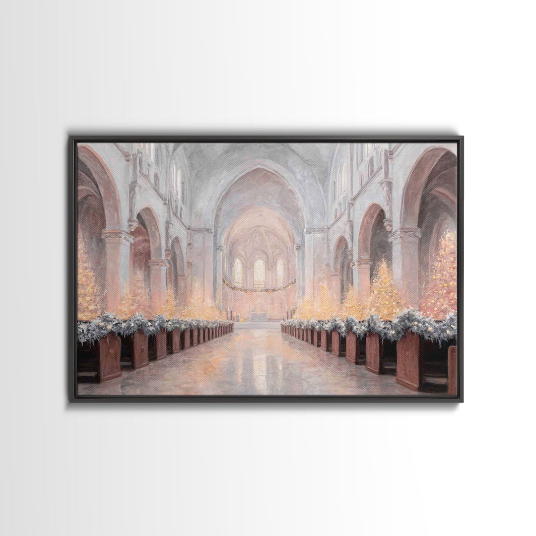Candlelit Chapel | Framed Canvas Print | Christian Christmas Art | Framed Christian Art | Christmas Wall Art | Subtle Christian Paintings |