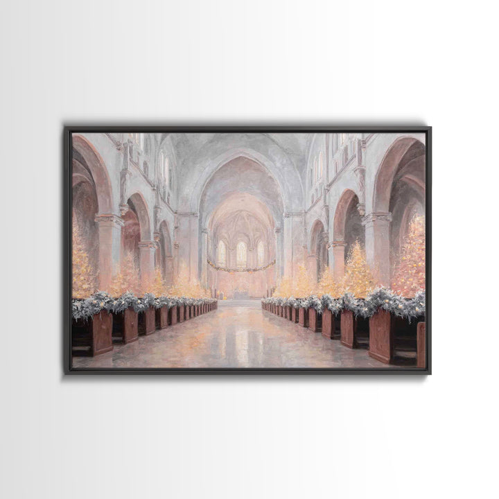 Candlelit Chapel | Framed Canvas Print | Christian Christmas Art | Framed Christian Art | Christmas Wall Art | Subtle Christian Paintings |