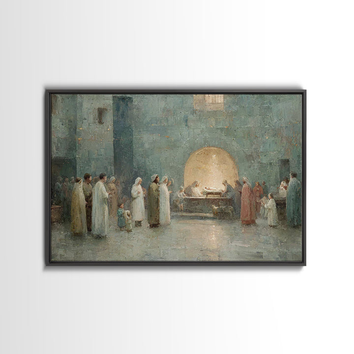 Bethlehem Gathering, Framed Canvas Print, Christian Wall Art, Christian Christmas Art, Christmas Art, Christian Art Canvas, Christian Decor