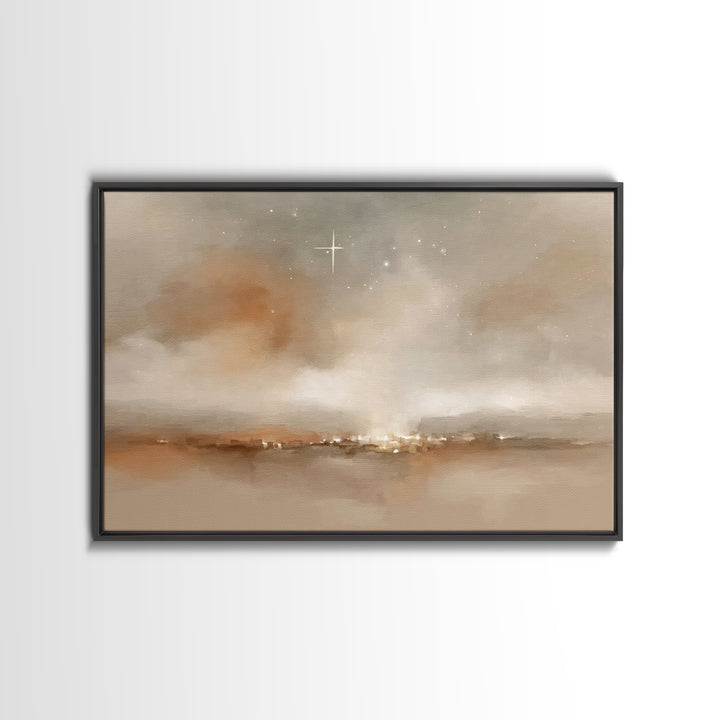 Silent Bethlehem Glow – Framed Canvas Print – Christmas Art – Christian Wall Art – Christian Christmas Art – Christian Art Canvas – Christm
