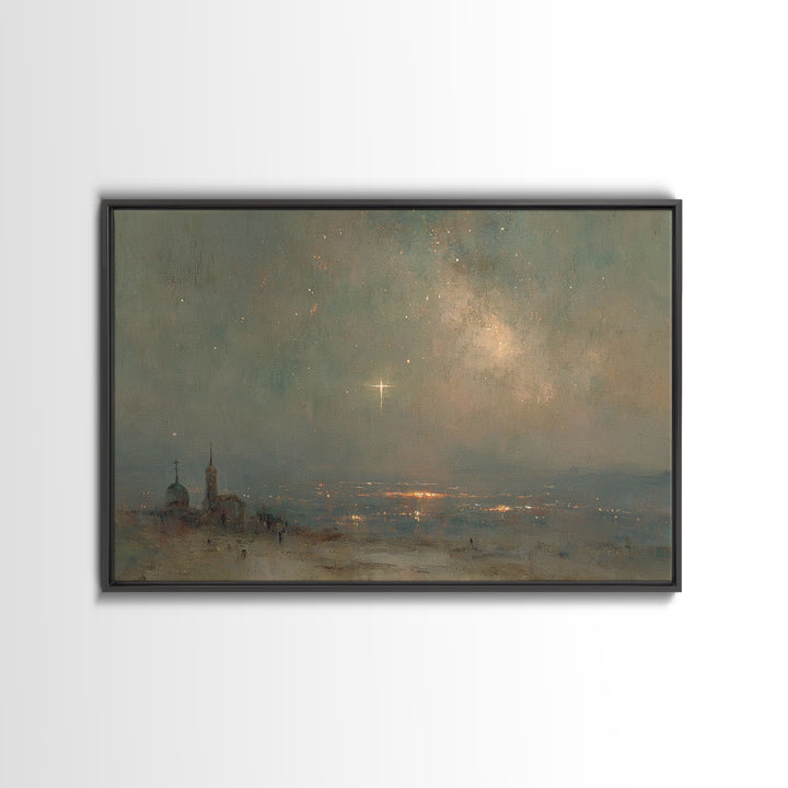 Horizon Star Promise, Framed Canvas Print, Christian Wall Art, Christian Art Canvas, Christmas Art, Christian Christmas Art, Subtle Christi