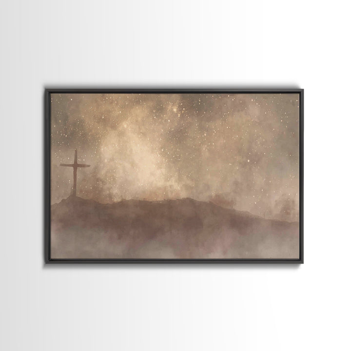 Cross Above The Hills | Framed Canvas Print | Christian Wall Art | Christian Art Canvas | Christian Art | Christian Gift Ideas | Christian