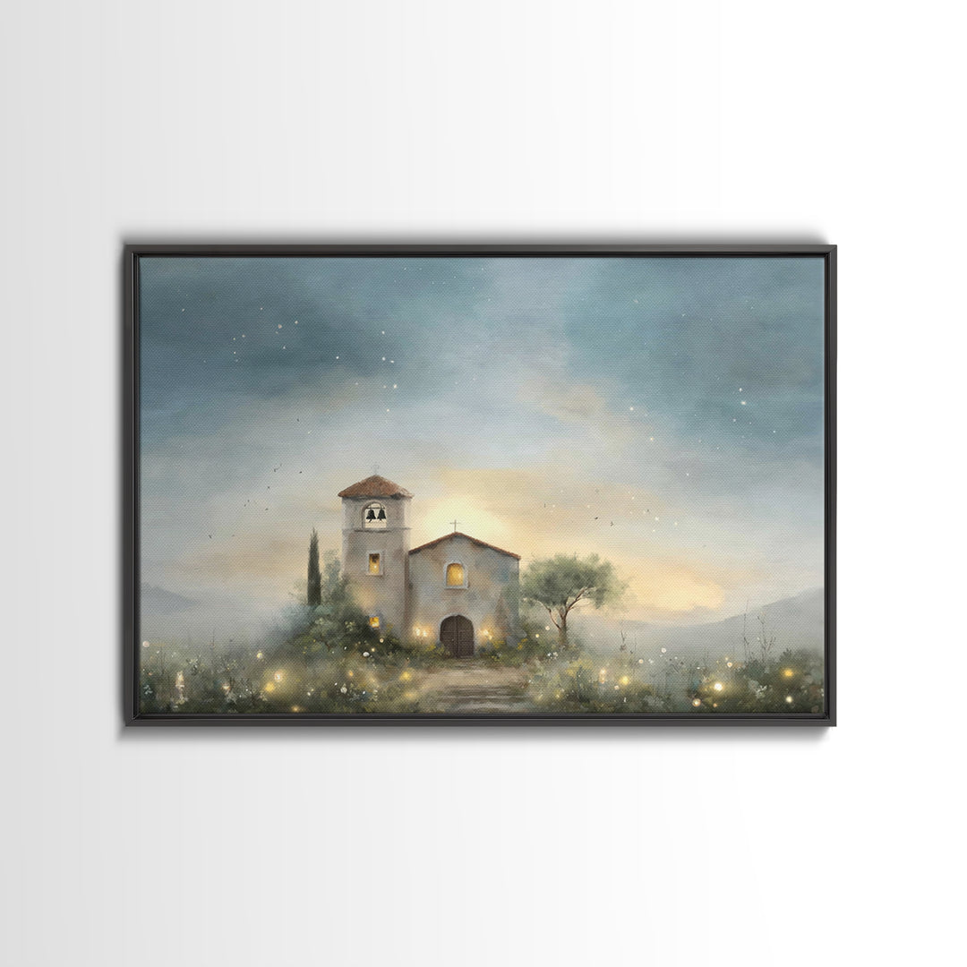 Pastoral Church Light – Framed Canvas Print – Christian Wall Art – Christian Art Canvas – Subtle Christian Art – Christian Decor – Christia