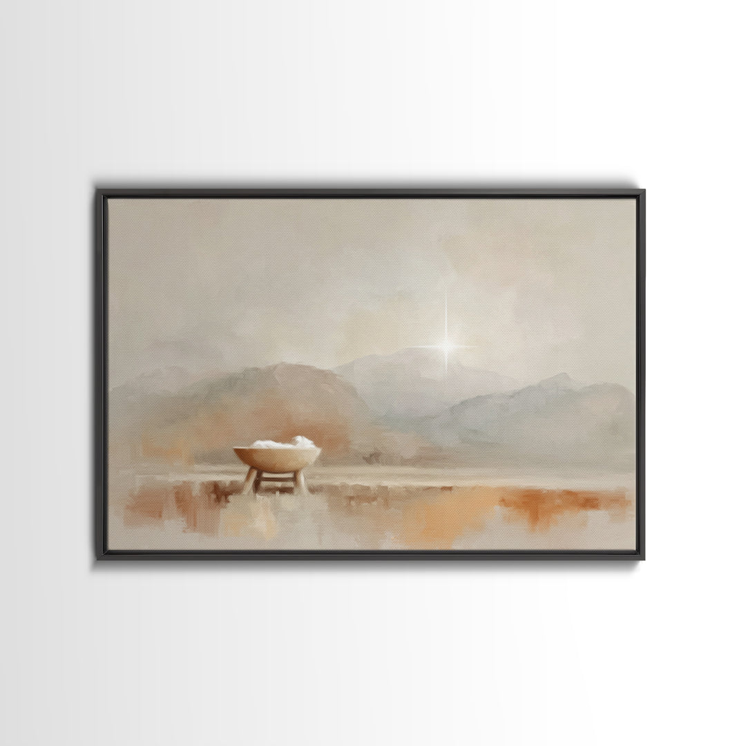 Holy Dawn Cradle, Framed Canvas Print, Christian Wall Art, Christian Art Canvas, Christmas Art, Christian Christmas Art, Christian Gift Ide