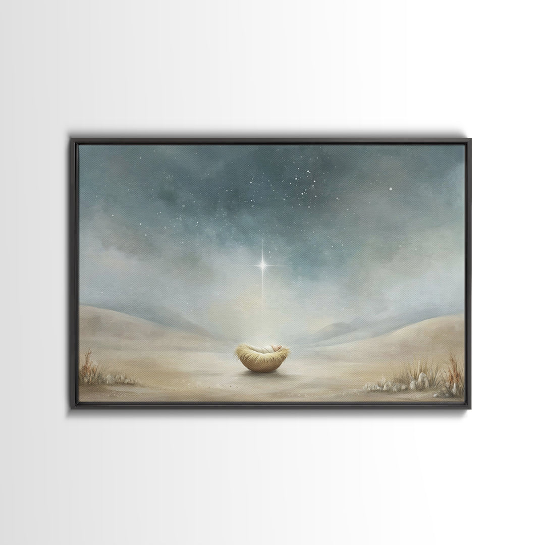 Infant Under Heaven | Framed Canvas Print | Christian Wall Art | Christian Art Canvas | Jesus Christmas Art | Christmas Art | Christian Chr