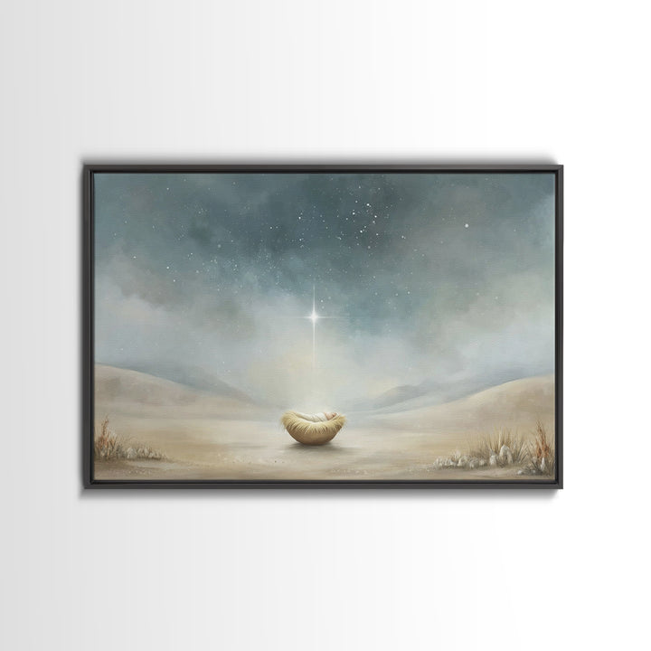 Infant Under Heaven | Framed Canvas Print | Christian Wall Art | Christian Art Canvas | Jesus Christmas Art | Christmas Art | Christian Chr