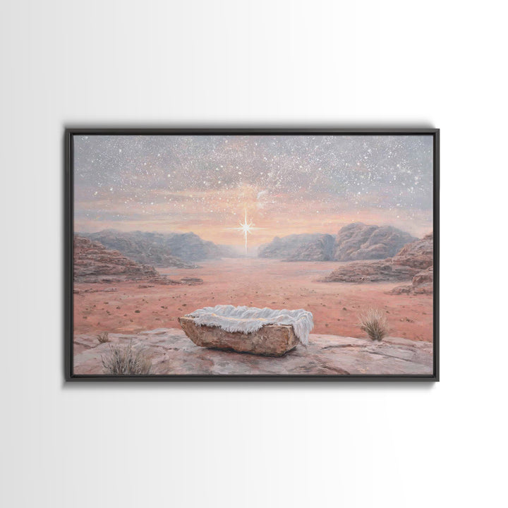 Nativity Sky Wonder, Framed Canvas Print, Christian Wall Art, Christian Art Canvas, Christmas Art, Jesus Christmas Art, Christian Christmas