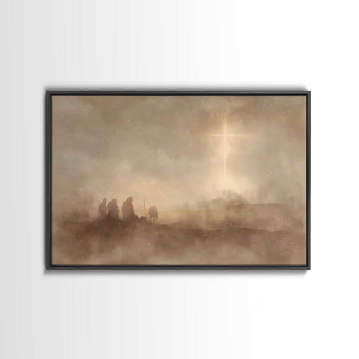 Silent Night Watch | Framed Canvas Print | Moody Christmas Art | Christian Christmas Art | Christmas Canvas Wall Art | Christian Art Canvas