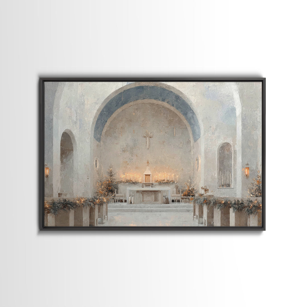 Evergreen Sanctuary | Framed Canvas Print | Christian Wall Art | Christmas Art Prints | Christian Art Canvas | Modern Christmas Art | Chris