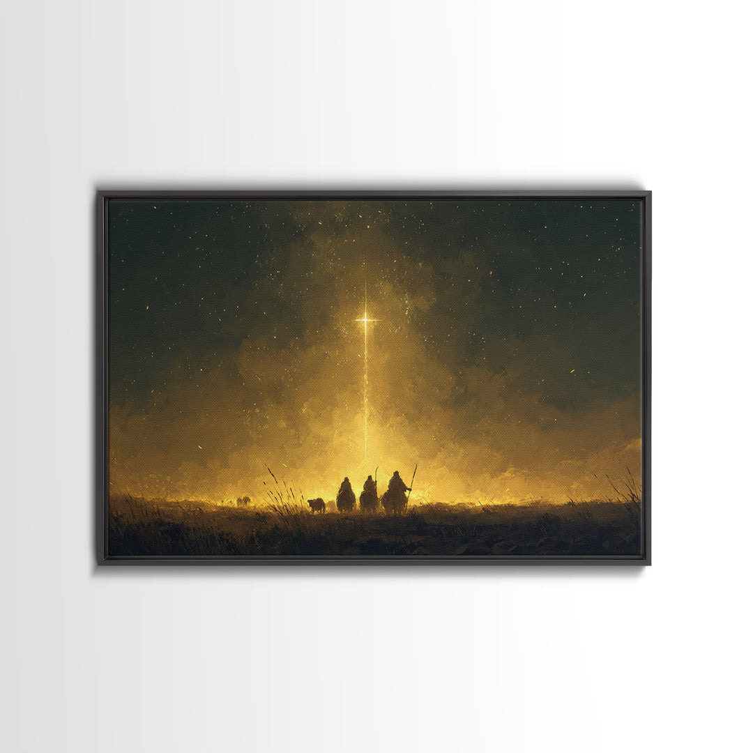 Guiding Star Path – Framed Canvas Print – Christmas Art Prints – Christian Art Canvas – Christian Christmas Decor – Modern Christmas Art –