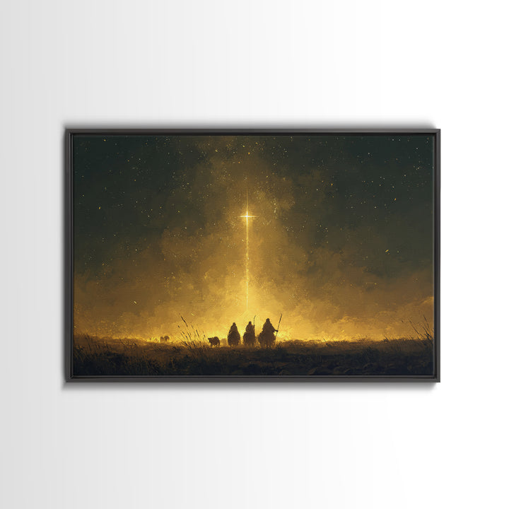 Guiding Star Path – Framed Canvas Print – Christmas Art Prints – Christian Art Canvas – Christian Christmas Decor – Modern Christmas Art –