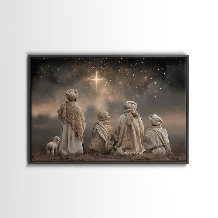 Shepherds In Awe | Framed Canvas Print | Christian Christmas Art | Christmas Wall Art | Framed Christmas Art | Christian Art Canvas | Chris