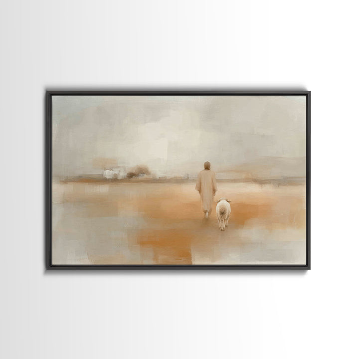Quiet Fields Grace, Framed Canvas Print, Christian Art Canvas, Jesus Painting, Christian Wall Art, Christian Christmas Art, Subtle Christia