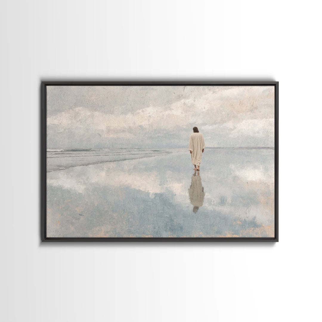 Still Waters Peace, Framed Canvas Print, Christian Wall Art, Modern Christian Art, Jesus Painting, Christian Art Canvas, Christian Decor