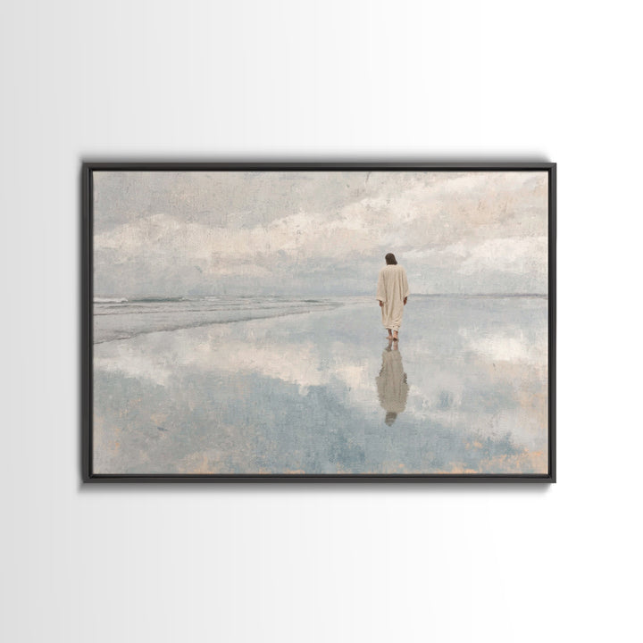Still Waters Peace, Framed Canvas Print, Christian Wall Art, Modern Christian Art, Jesus Painting, Christian Art Canvas, Christian Decor