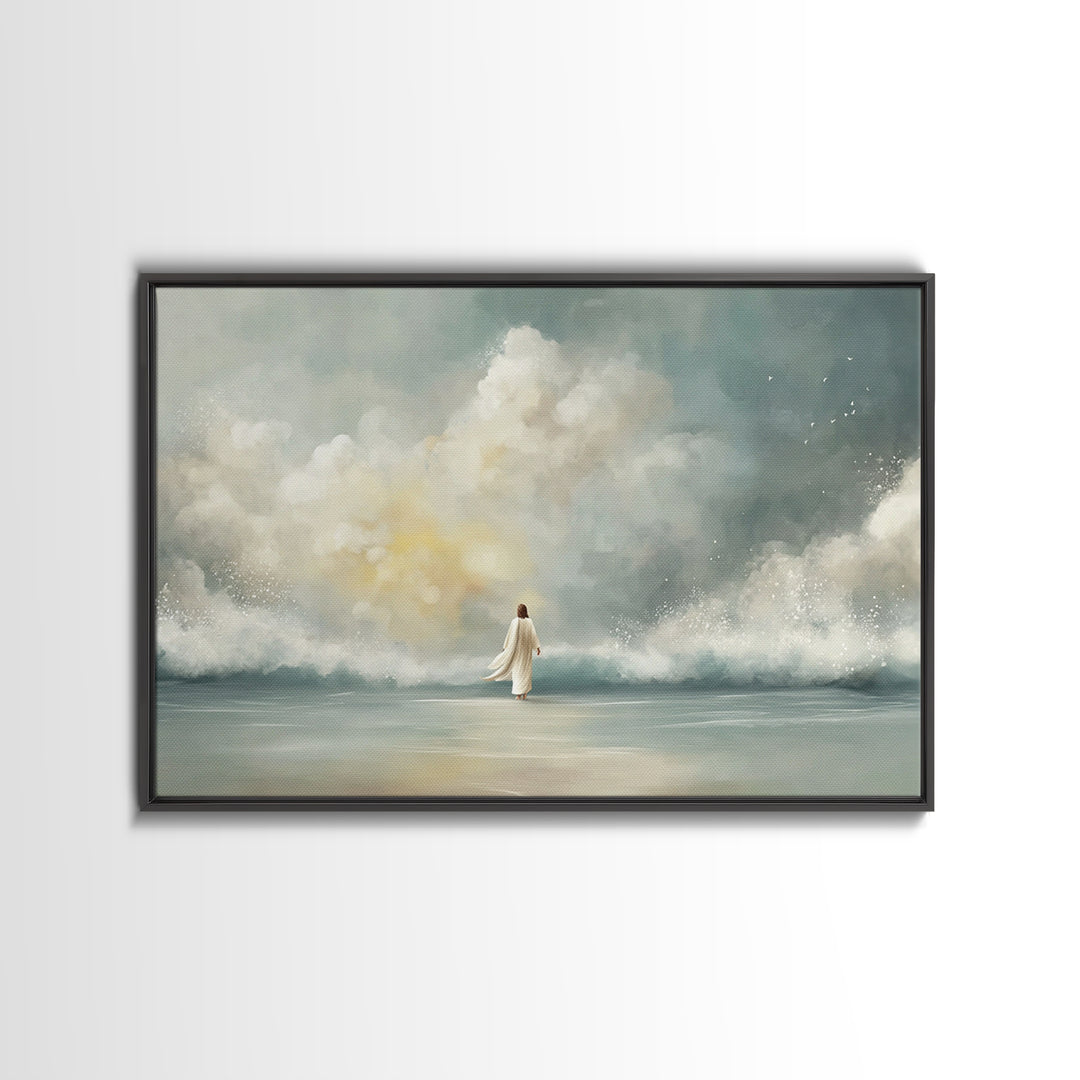 Stormless Promise, Framed Canvas Print, Christian Wall Art, Christian Art Canvas, Christian Decor, Jesus Painting, Modern Christian Paintin