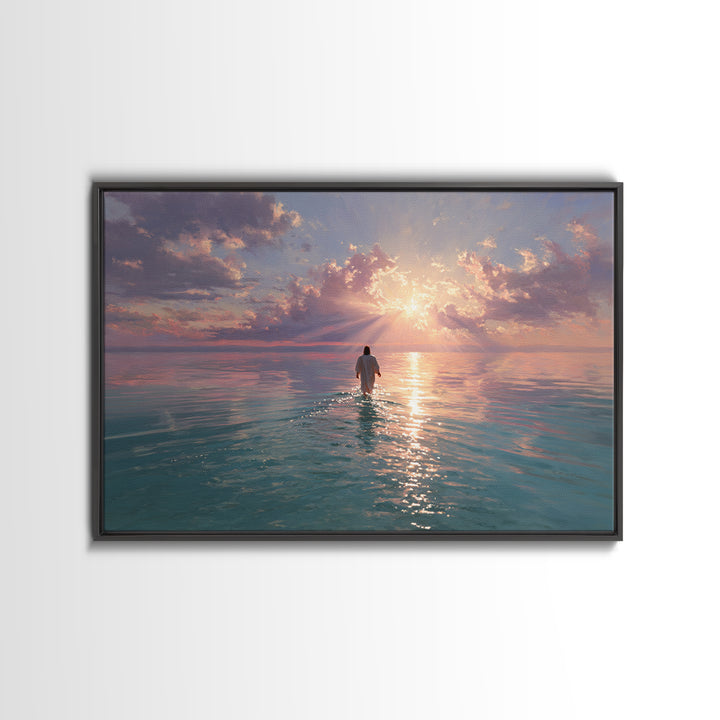 Radiant Sea Hope - Framed Canvas Print - Jesus Painting - Christian Wall Art - Christian Art Canvas - Christian Gift Ideas - Modern Christi
