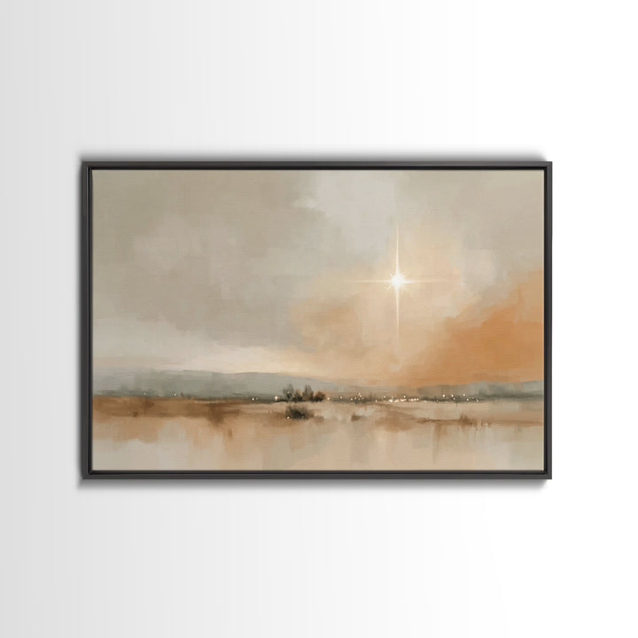 Celestial Promise – Framed Canvas Print – Christian Art Painting – Christmas Art Framed – Christian Wall Art – Christmas Art Prints – Chris