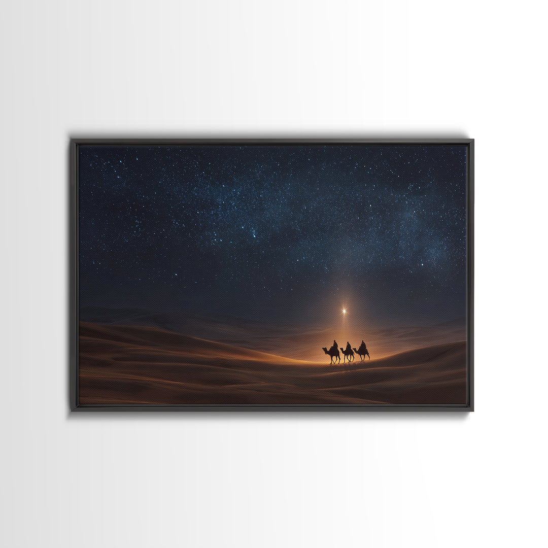 Desert Night Wonder | Framed Canvas Print | Christian Christmas Art | Christian Wall Art | Christian Art Print | Christmas Canvas Wall Art