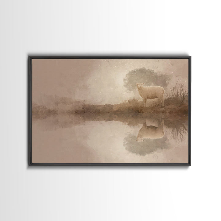 Lamb Of Peace, Framed Canvas Print, Christian Art Print, Christian Wall Art, Christian Decor For Home, Christian Gift, Subtle Christian Art