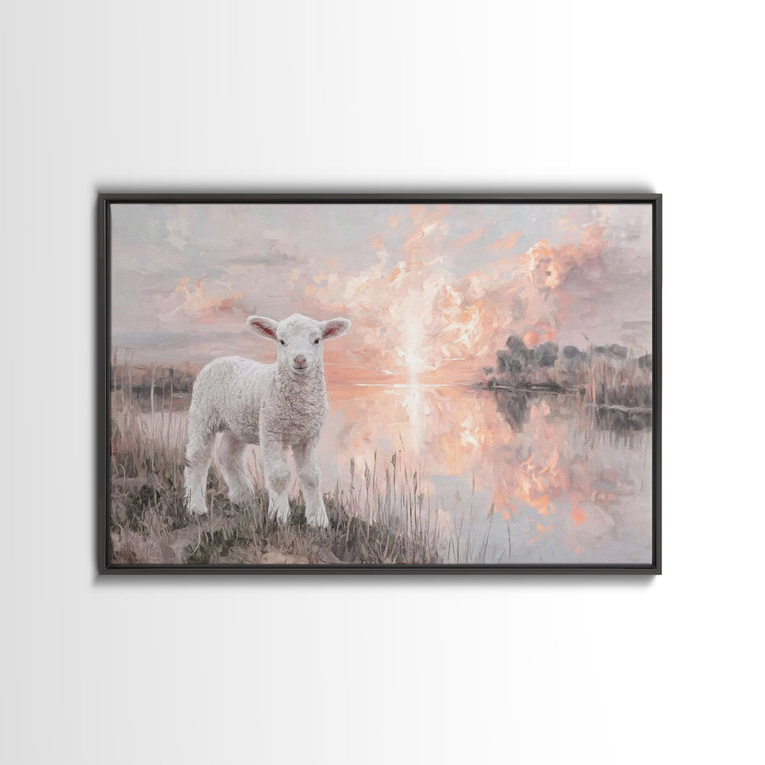 Dawn Of The Lamb – Framed Canvas Print – Christian Wall Art – Christian Art Canvas – Christian Decor – Christian Gift Ideas – Subtle Christ