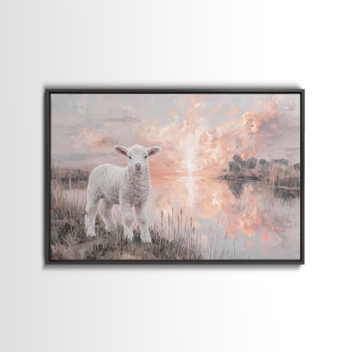 Dawn Of The Lamb – Framed Canvas Print – Christian Wall Art – Christian Art Canvas – Christian Decor – Christian Gift Ideas – Subtle Christ