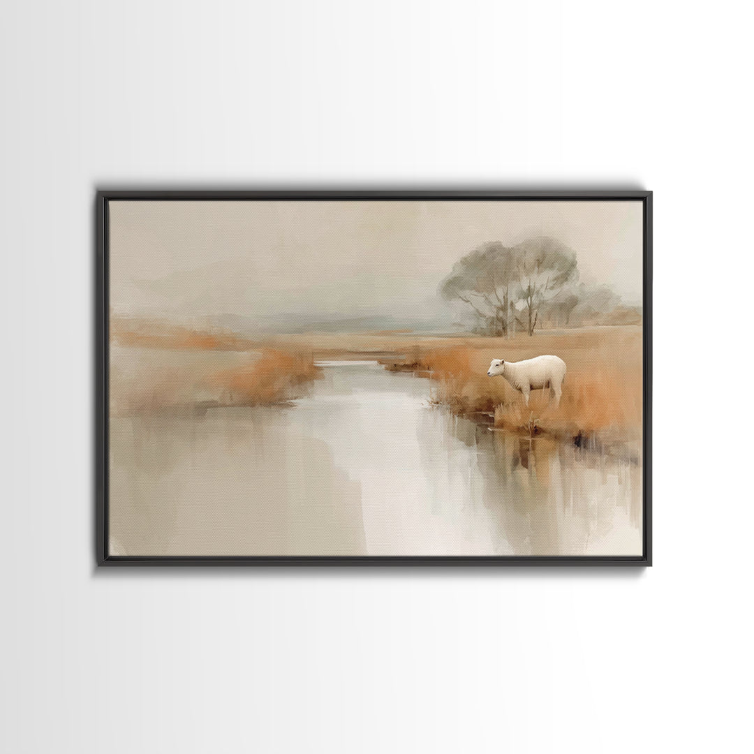 Dawn Meadow Grace, Framed Canvas Print, Christian Art Canvas, Christian Wall Art, Modern Christian Art, Christian Painting