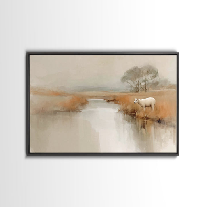 Dawn Meadow Grace, Framed Canvas Print, Christian Art Canvas, Christian Wall Art, Modern Christian Art, Christian Painting