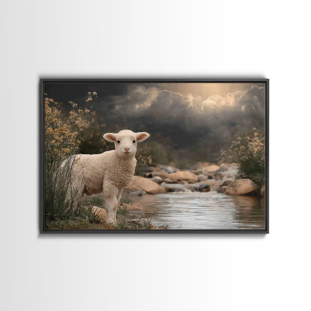 Light Of Innocence, Framed Canvas Print, Christian Wall Art, Christian Painting, Subtle Christian Art, Christian Art Canvas