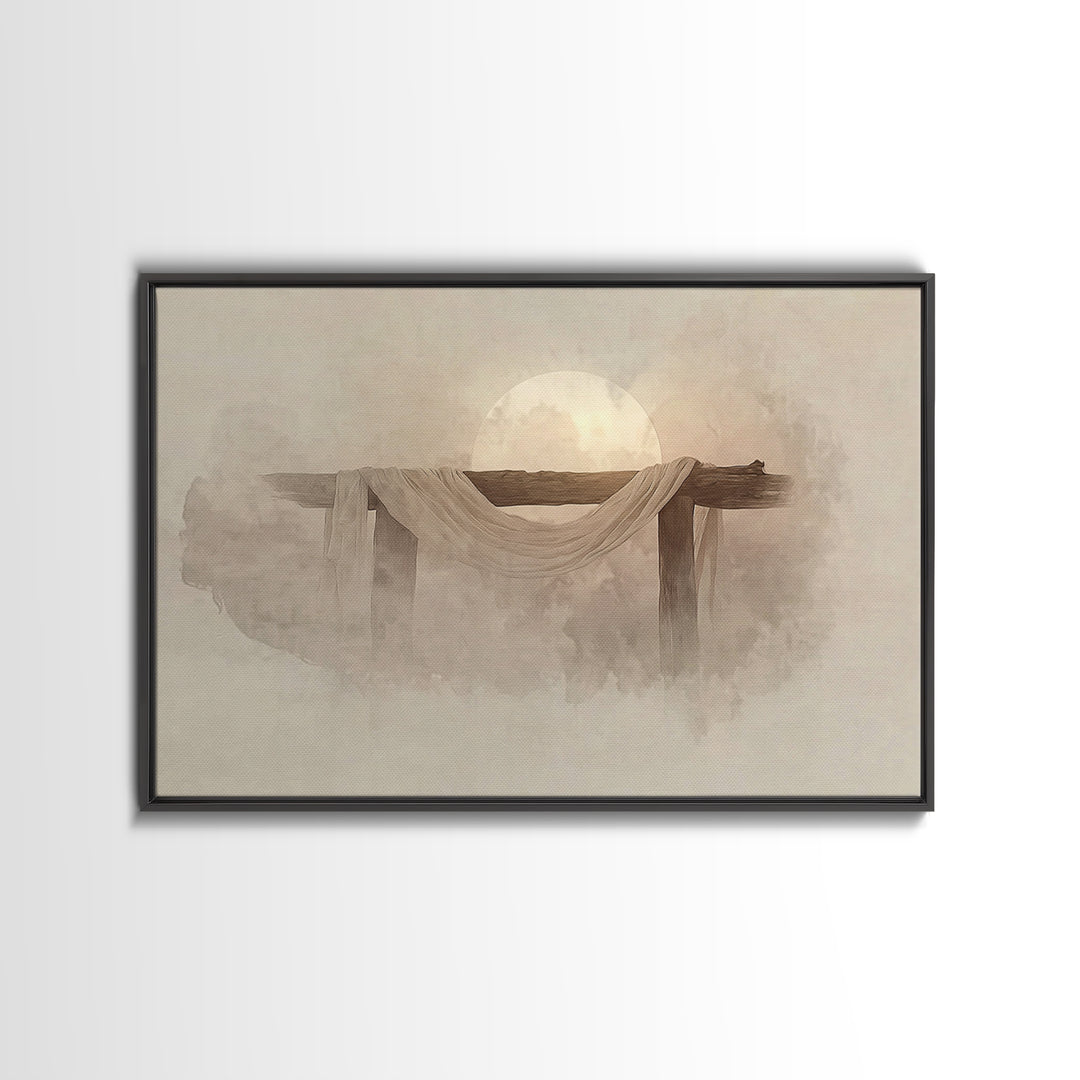 Eternal Morning Cross | Framed Canvas Print | Christian Painting | Christian Art Canvas | Christian Wall Art | Modern Christian Art